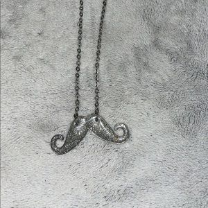 silver mustache necklace